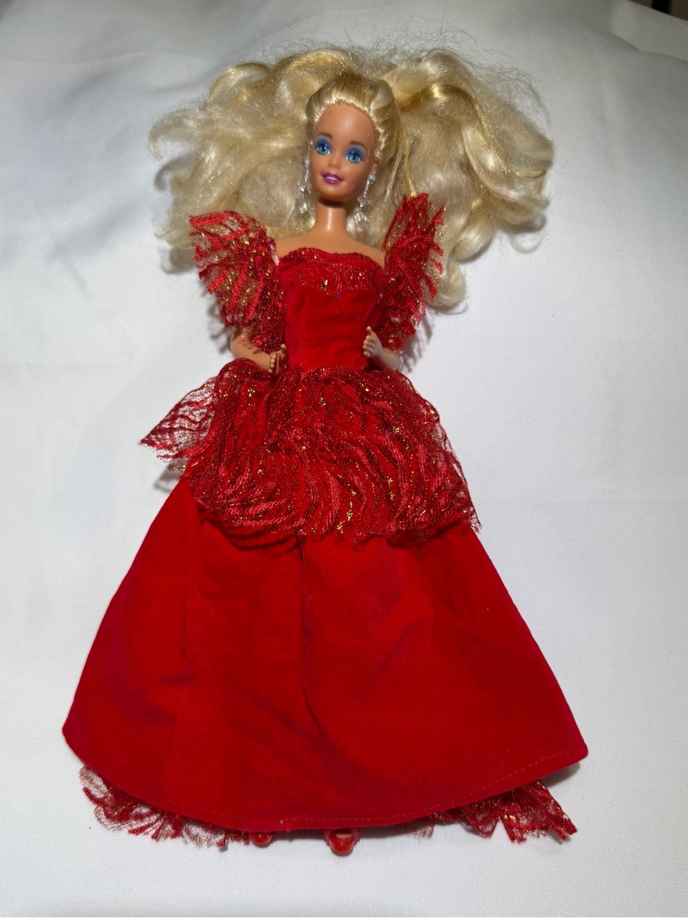 Mattel Barbie Doll in Red Sparkle Lace Gown with Blonde Hair